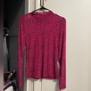 SHEIN Fuchsia Animal Print Long Sleeve Top
